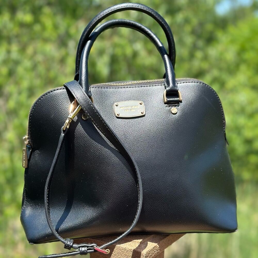 Michael Kors Cindy Medium Size Satchel Black  Handbag - Picture 3 of 13